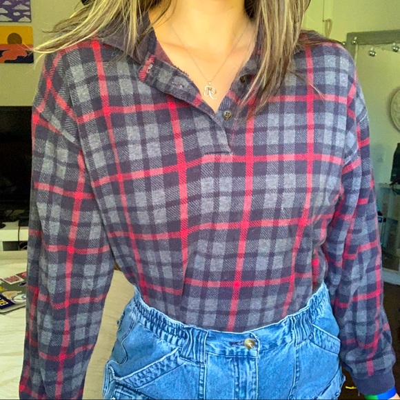 Vintage 80s/90s Club Room Long sleeve plaid polo - Picture 1 of 6